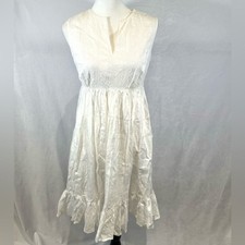 Gap white 100% cotton empire waist lace detail dress size medium