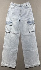 Juicy Couture Cargo Jeans Sz 30 (28x34) Wide Leg Distressed Faded Boho Y2k Denim