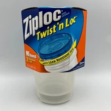 Ziploc Twist 'n Loc Medium Round 1 Qt/32 Oz Containers & Lids 2-Count NEW