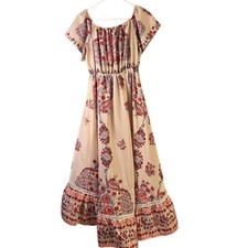 High Low Floral Peacock Dress Pink and Blue on or off Shoulder with Ruffles XL