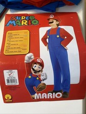 Super Mario Kids L 12-14 Costume With Jumpsuit Moustache Hat Think Halloween 