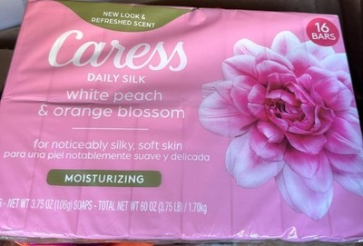 Caress Daily Silk Bar Soap White Peach And Orange Blossom 3.75 Ounce (16 Pack)