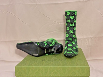 Gucci Neon Green & Black Boot Stilettos