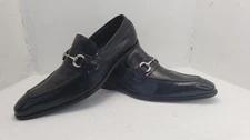 Men's Carrucci KS503-02 Black Leather Apron Toe Loafers Shoes Size: 11