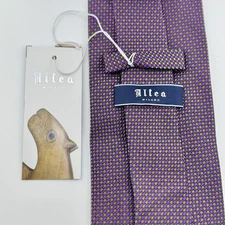 NWT ALTEA Milano pure silk TIE Purple Green  geometric luxury handmade Italy NEW