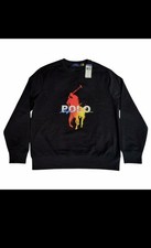 Polo Ralph Lauren Black Paint Splatter Big Pony Sweatshirt Big & Tall Men's 2XLT