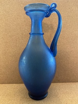 Glasgalerie Köln Hand blown Roman Style Blue Glass Pitcher