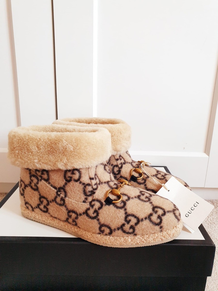 Shearling Gucci Fria Boot Gucci Gg Supreme Faux-Shearling Boots