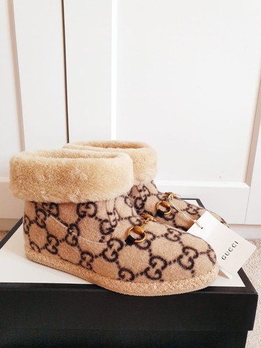 New Gucci Fria Interlocking GG Beige Shearling Wool Ankle Boots UK 5.5 EU 38.5 - Picture 1 of 17