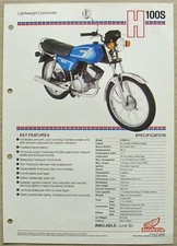 HONDA H100S LIGHTWEIGHT COMMUTER MOTORCYCLE Sales Specification Leaflet Jun 1983