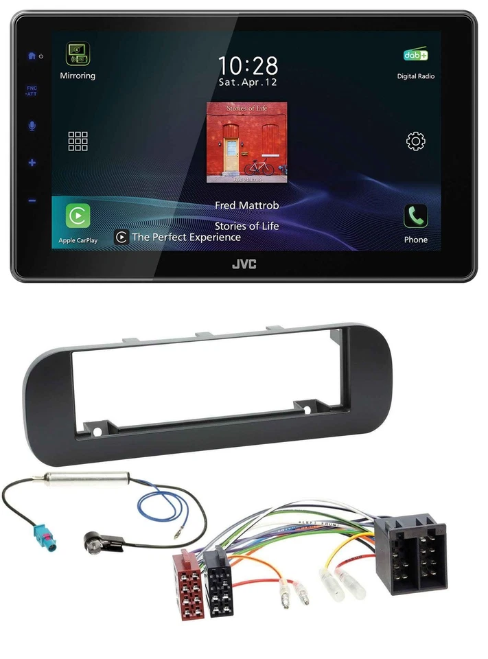 JVC DAB MP3 Bluetooth USB Autoradio für Fiat Panda (2012-2020) schwarz - Bild 1 von 4
