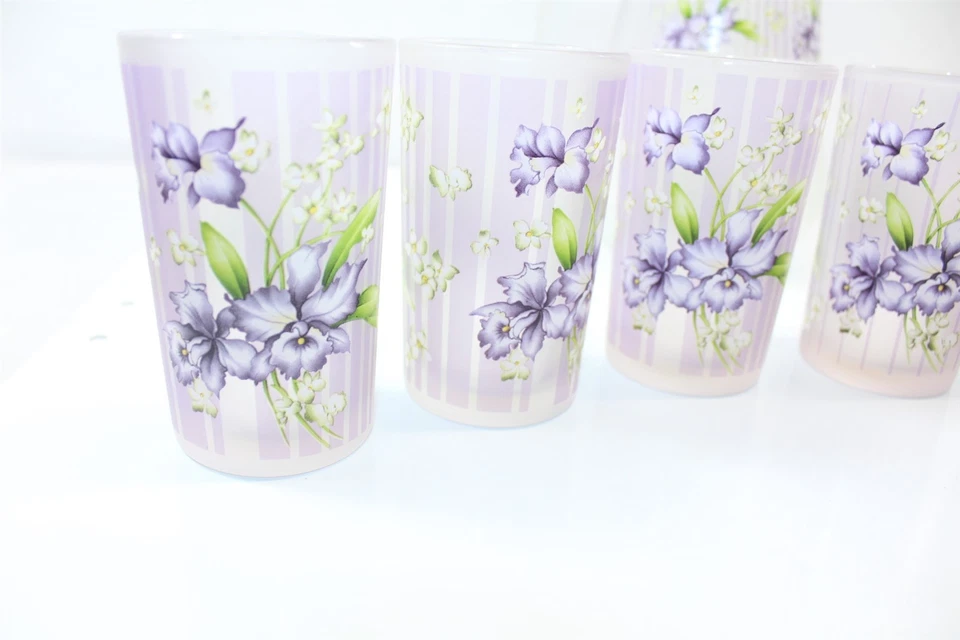 Винтажный Briliant лимонад новом Julep набор кувшин с 6 стаканов лаванды ирисы - Изображение 3 из 4