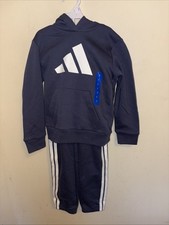 NWT Adidas Boy  s 7 Years 2 - Piece Hoodie  Joggers Set Navy  White Color Logo