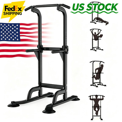 Power Tower Dip Station with Adjustable Pull Up Bar Free Standing Heavy Duty