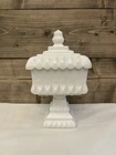 Westmoreland Milk Glass Wedding Cake Stand Bowl Covered Candy Dish 8" Vintage
