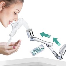 1080 Rotating Faucet Extender Double Extension - Swivel Long Arm Robotic Fauc...