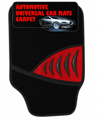 Universal Car Floor Mats Heavy Duty Anti-Slip Front & Rear Set Red Edge Mat