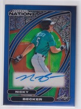 Nicky Becker 2026 Leaf Baseball Nation Auto Prospect Blue Prismatic /10