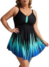 Hanna Nikole Women's Plus Size Skirted One-Piece Swimsuits Tummy Control  UK20