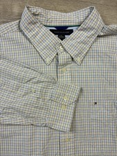 Tommy Hilfiger Long Sleeve Plaid Button Shirt Men's XL 80's Two Ply Cotton 2009