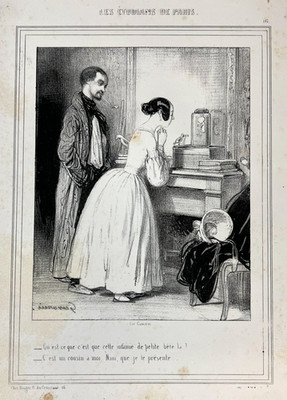 Paul Gavarni Lithograph Les Etudiants de Paris #16 c1840 Qu'est-ce que