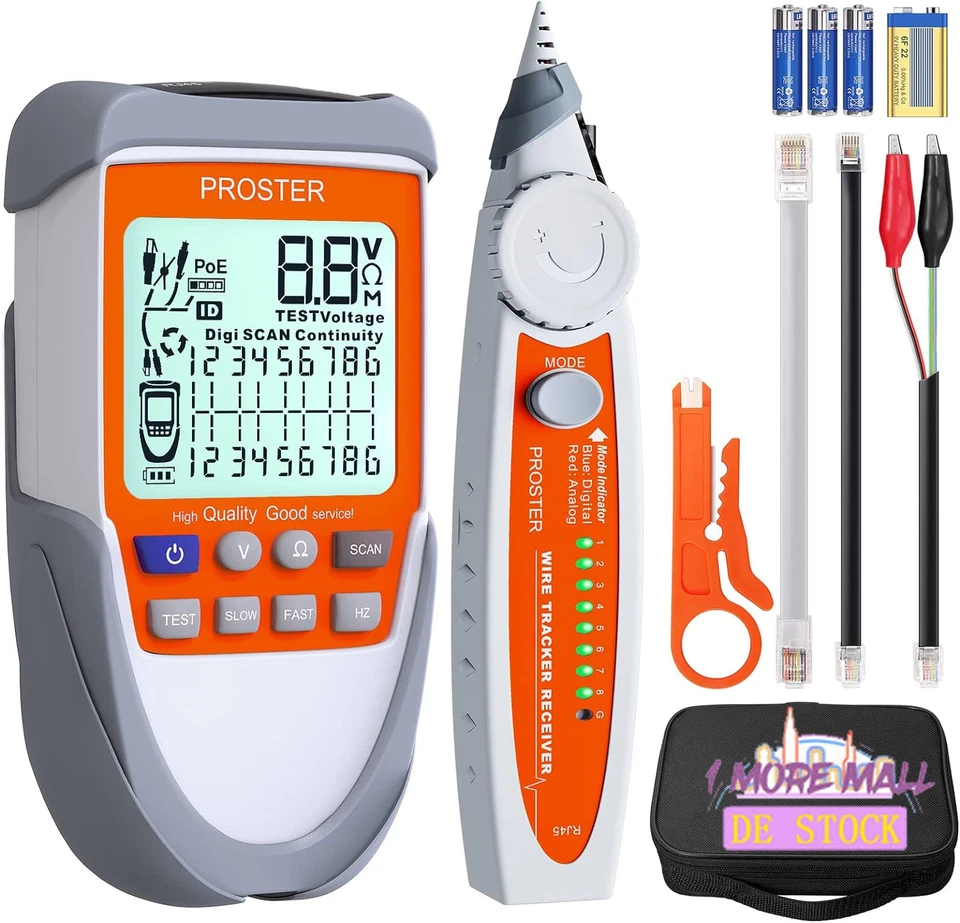 Wire Tracker Netzwerk Kabeltester mit POE-Test LCD-Netzwerkkabeltester für RJ45