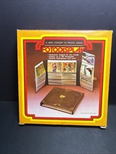 Vintage Fotodisplay Tri-Fold Photo Album Brown Faux Leather Holds 200 3.5x5 MCM