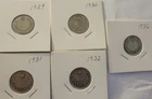 1929-1936 Lot of 5 Canada 10 Cent Dime Silver Coins