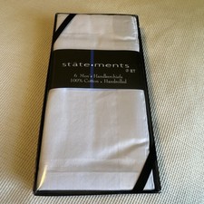 Vtg Statements  BT Men  s Handkerchiefs 6 Pc Set White 100 Cotton NOS Unopened