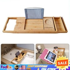 Bamboo Bath Tray Table Bathtub Caddy Tray Over the Tub Shelf Bath Holder Desk