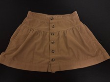 American Eagle Y2K High Waist Boho Gathered Mini Skirt Tan Soft Corduroy Sz 6