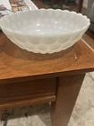 Vintage Anchor Hocking White Milk Glass Bubble Fire King Round 8” Serving Bowl
