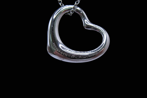 Tiffany & Co.  Elsa Peretti Sterling Silver Open Heart Pendant Chain Necklace - Picture 10 of 11