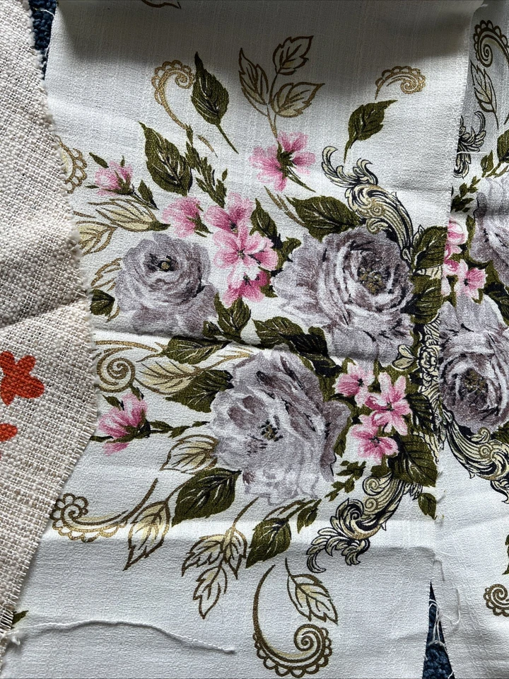 Mixed Lot Of Fabric Scraps Samples VTG Cotton Polyester - Image 3 of 4