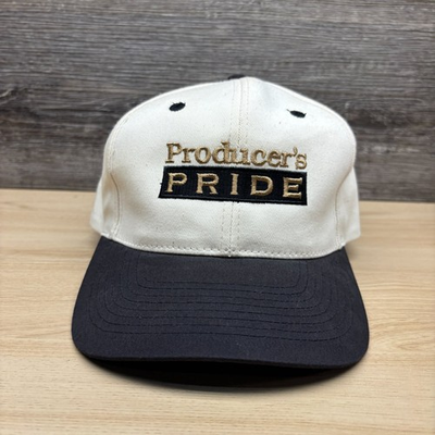 #ad Vintage Producers Pride Hat Cap Snap Back White Black Farm Feed Tractor Supply $18.85