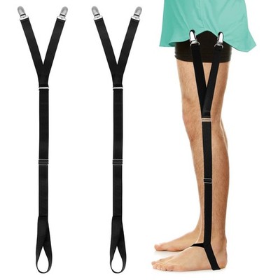 2Pcs Shirt Stays, Adjustable Elastic Shirt Stays for Men Sock Suspenders