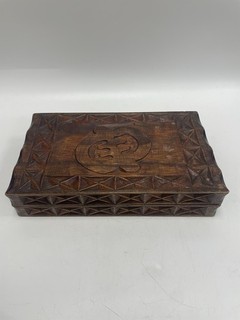 Vintage African Hand Carved Mancala Hardwood Game Board & Seeds