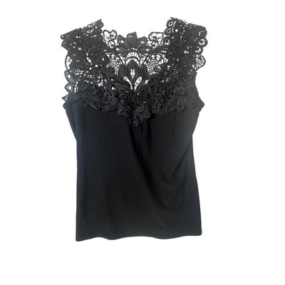 Joseph Ribkoff Black Lace Sleeveless Tank Top Elegant Party Blouse