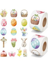 100 Pieces 1.5 Happy Easter Cross Bunny Egg Stickers Party Decor Envelope Seals