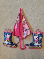 Girls Pepa Pig Wellies Size Uk 10-11  and matching umbrella