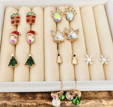 Multicolor Crystal Stud & Dangle Earrings Set...