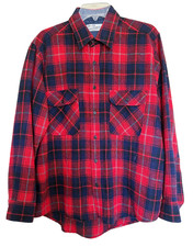 Vintage Sears Roebuck Wool Blend Flannel Shirt Mens Sz Large Plaid Button Up Red