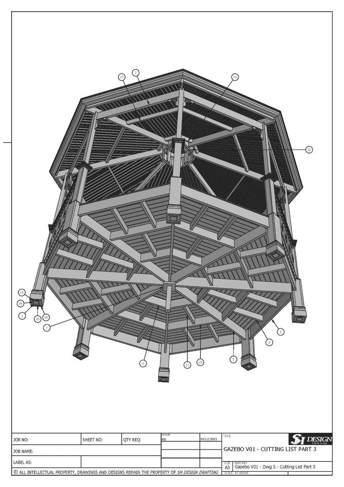 CLASSIC ROTUNDA GAZEBO - UNIQUE DESIGN V1 - Full Building Plans in 3D and 2D - Image 4 of 4