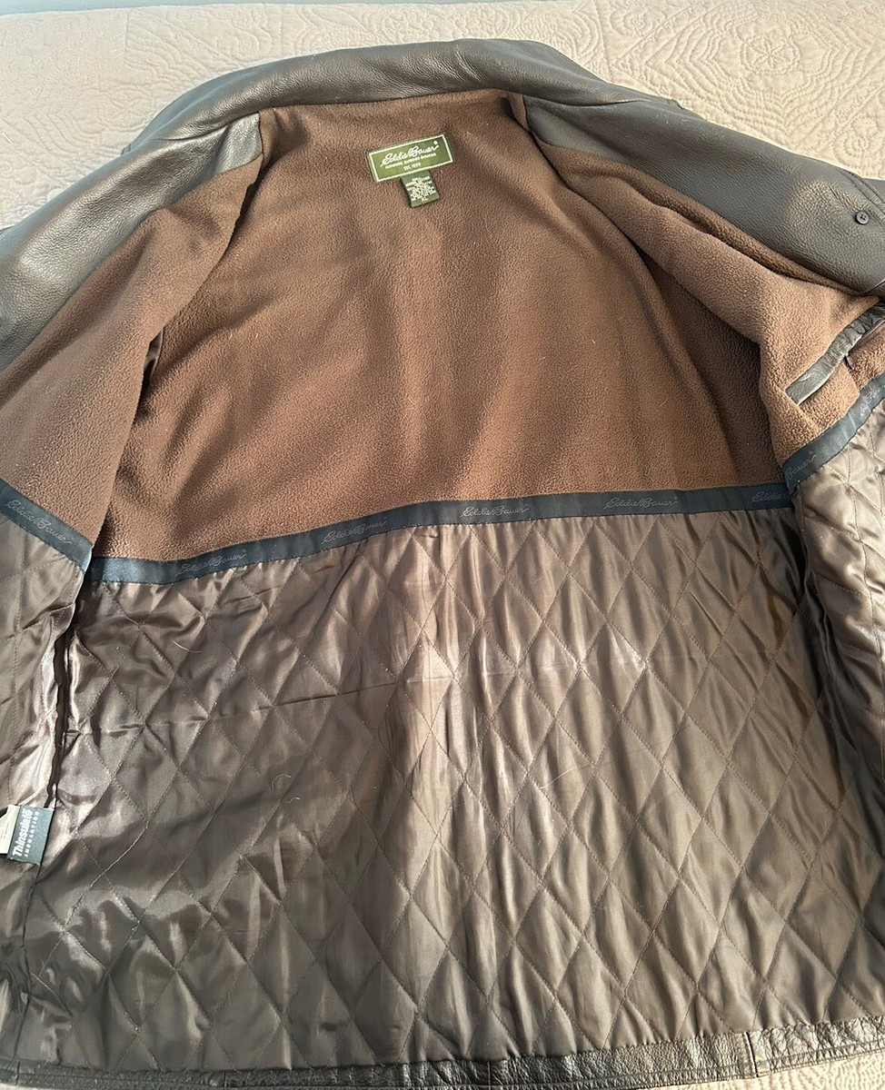 m*z様 00s Eddie Bauer real leather car co Vintage Eddie Bauer XL Brown Leather Car Coat, circa early