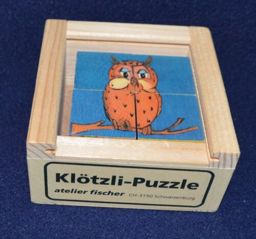 Klotzli Puzzle Atelier Fischer mini cube 6-in-1 blocks Swiss CH-3150 wood NICE! - Picture 2 of 6