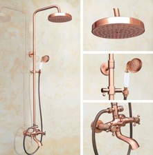 Antique Copper Rainfall Bathroom Shower Set Faucet W/Tub Mixer Tap Wall Mounted