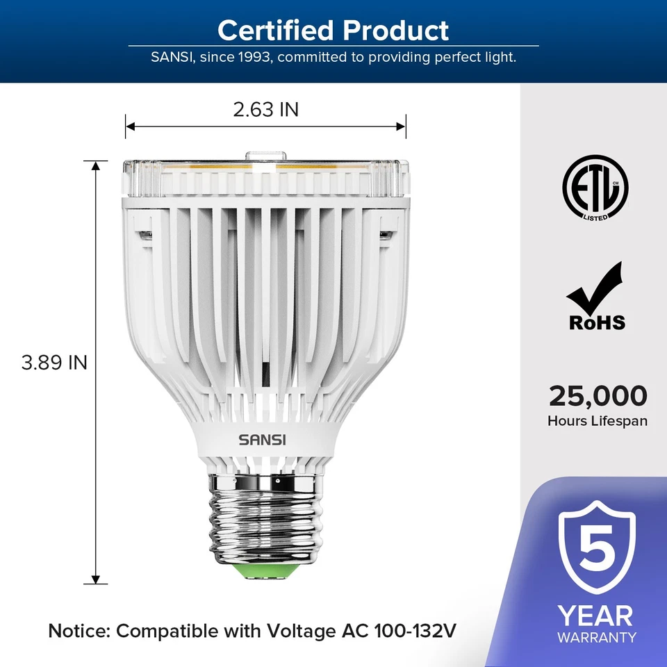LED Light Bulb 5500LM Energy Saving 40W=350W 3000K Warm White A19 E26 Home Bulb - Image 4 of 4