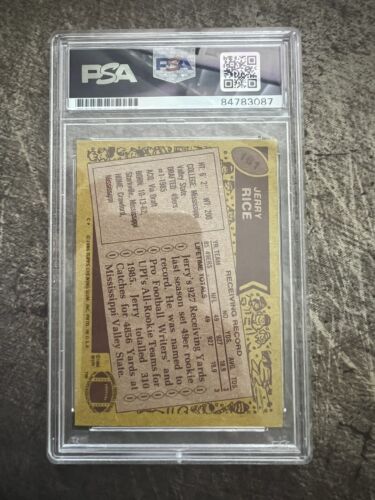 1986 TOPPS #161 JERRY RICE ROOKIE RC AUTO PSA 10 - Picture 2 of 2