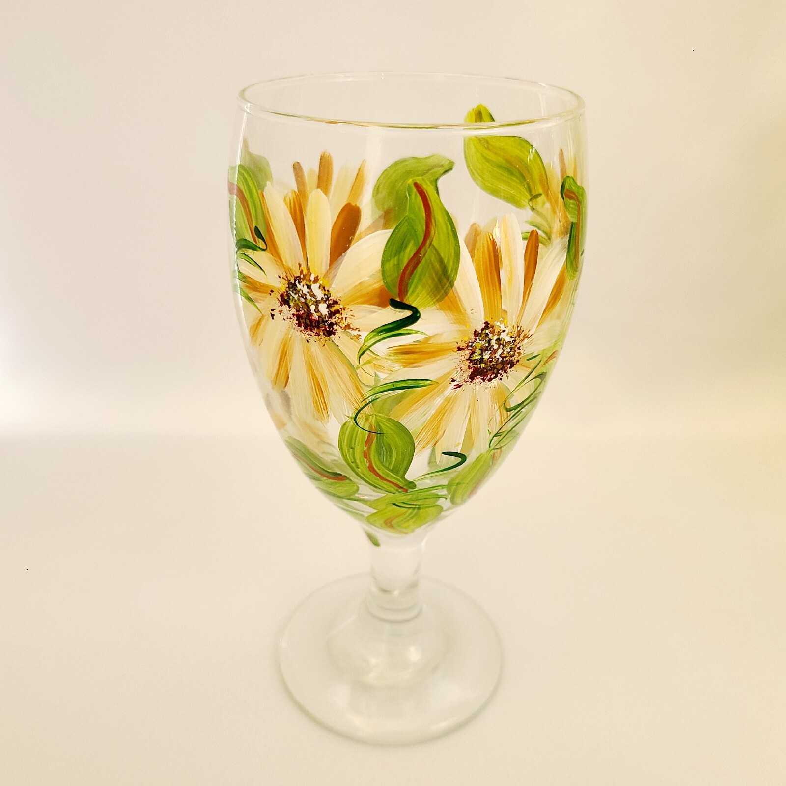 *Pintado a mano* Copas de vidrio de girasol 7" Copa de vino COMPRA MÁS AHORRA MÁS