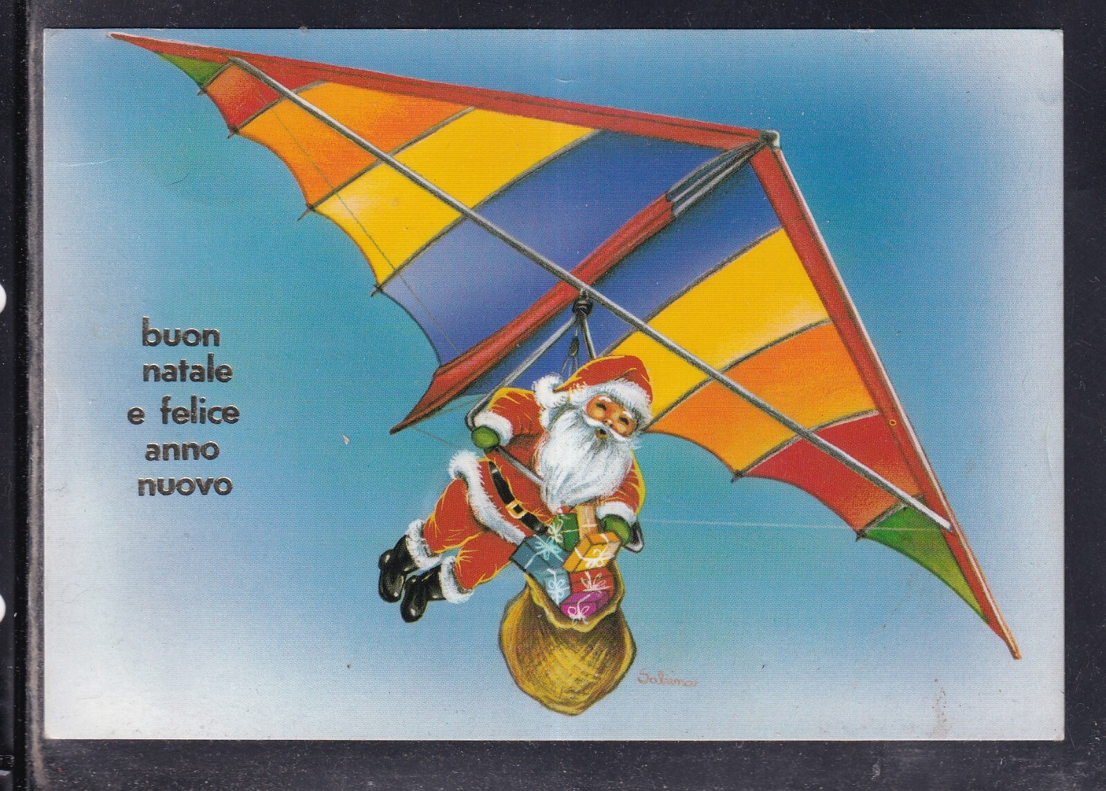 Cartolina Buon Natale Babbo Natale su Aliante Z1399